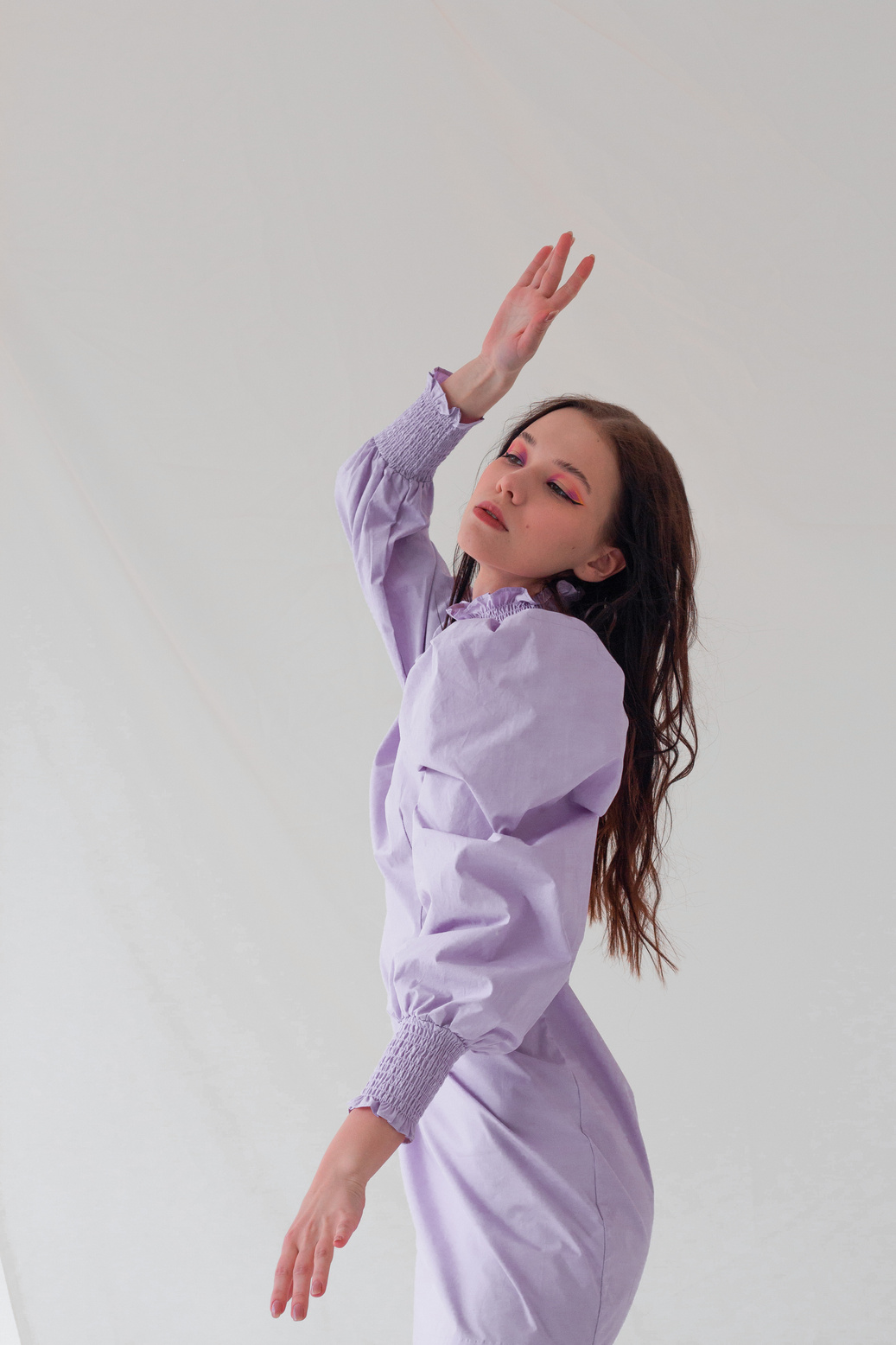 Confident model posing in studio